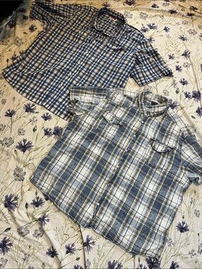 Buffalo David Bitton Blue and White Plaid Short-Sleeve Button-Down Shirt